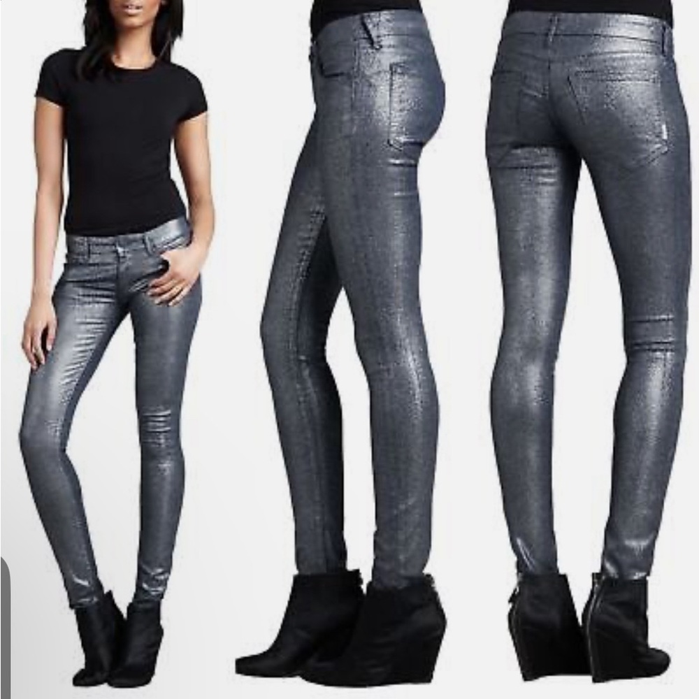 Silver Metallic Skinny Jeans